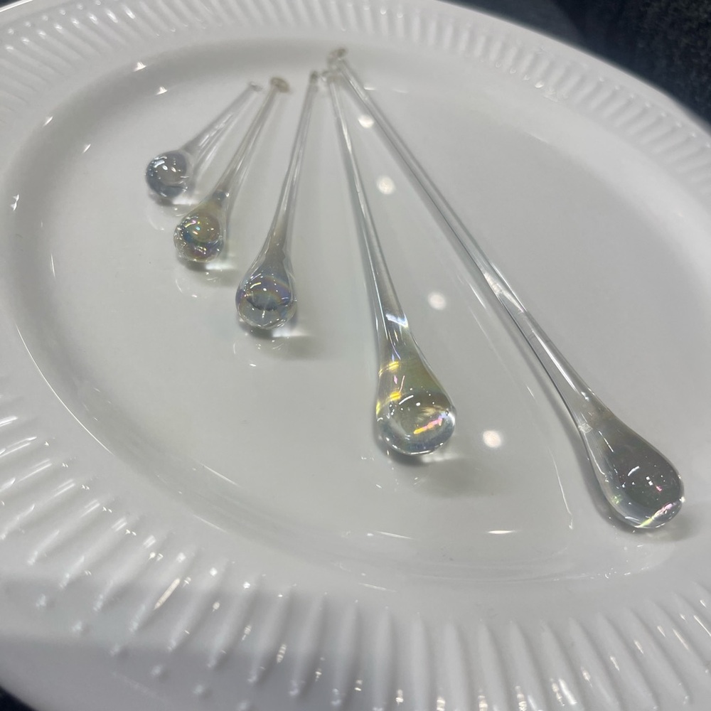 Iridescent Crystal Rain Drop Ornaments - Set of 5 - Picture 1 of 4